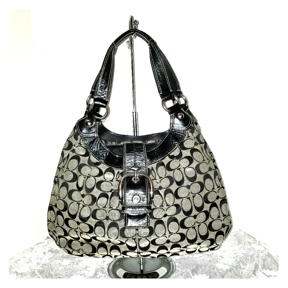 Coach Soho Lynn Black and Khaki Hobo Bag